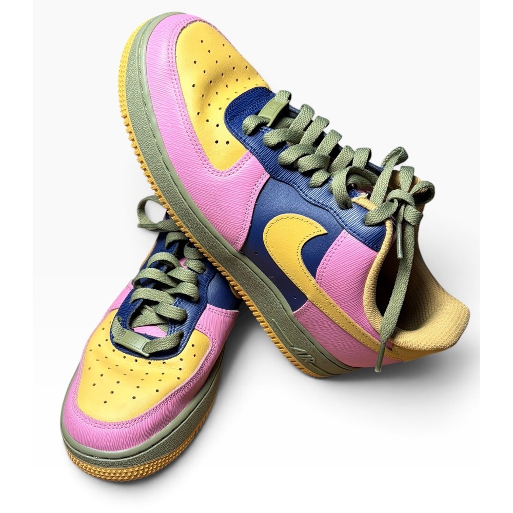 Nike Air Force 1 Low Multicolor Pink Yellow Navy Green AQ3778-994 Womens 9